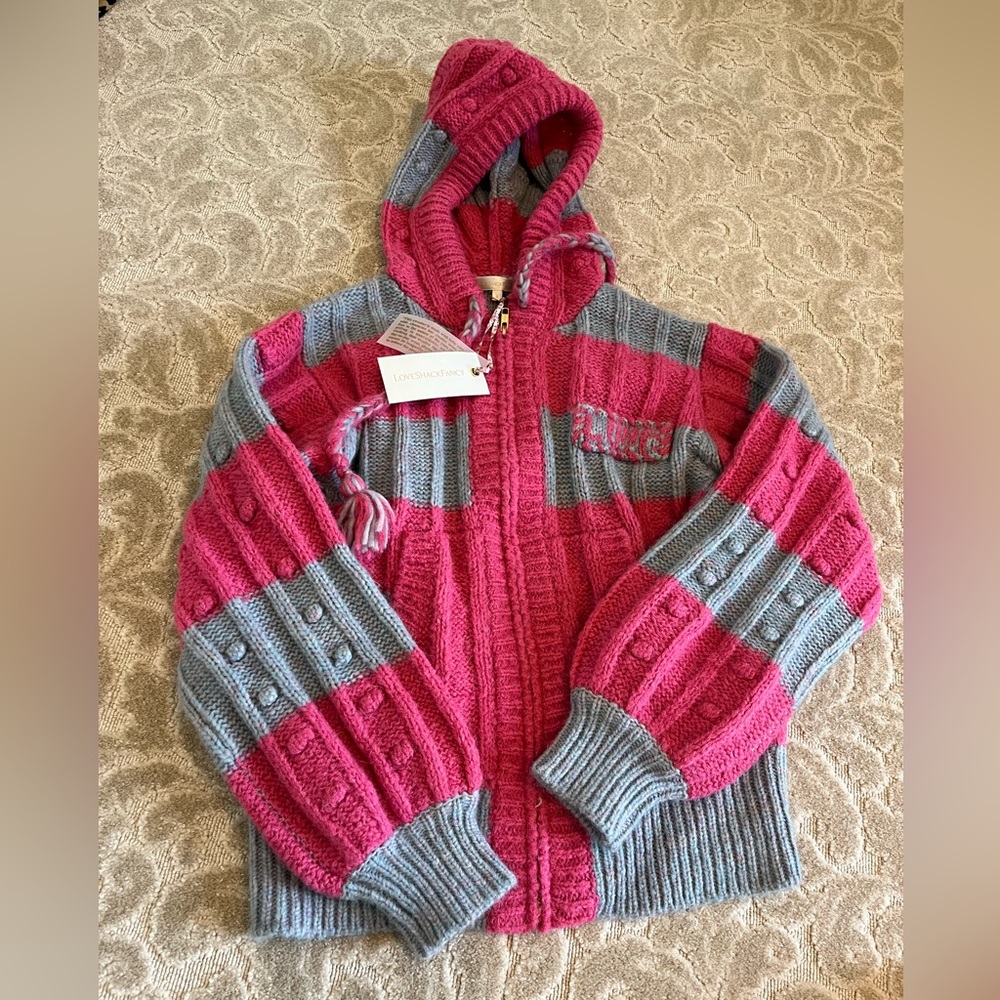 Love shack fancy zip up sweatshirt size S